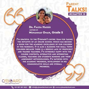 Dr. Fauzia Haider Mother of Mohammad Omair Parent Testimonial-Cyboard School