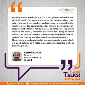 Keshav Kumar father of Katyayani mohan Parent Testimonial-Cyboard School