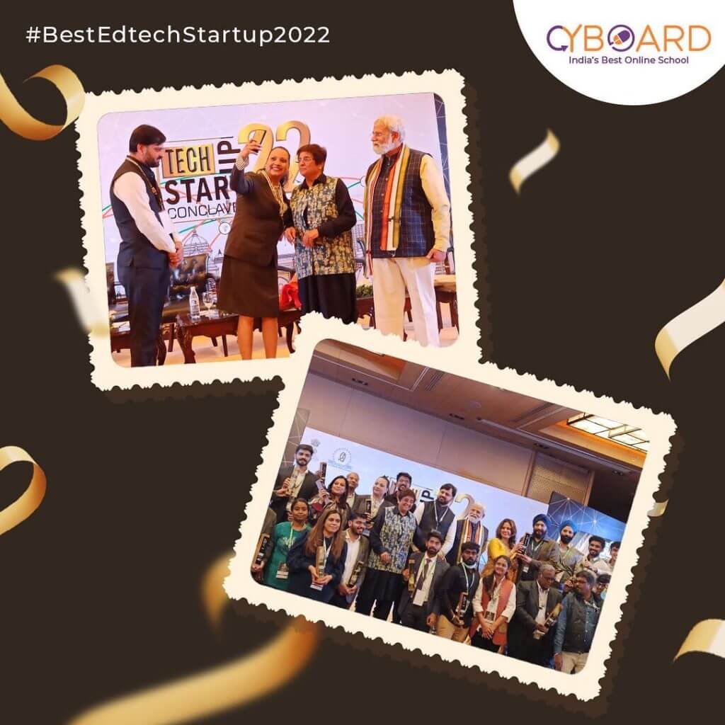 The scene is filled with excitement and joy as the Cyboard School has been awarded The Best EdTech Startup of 2022