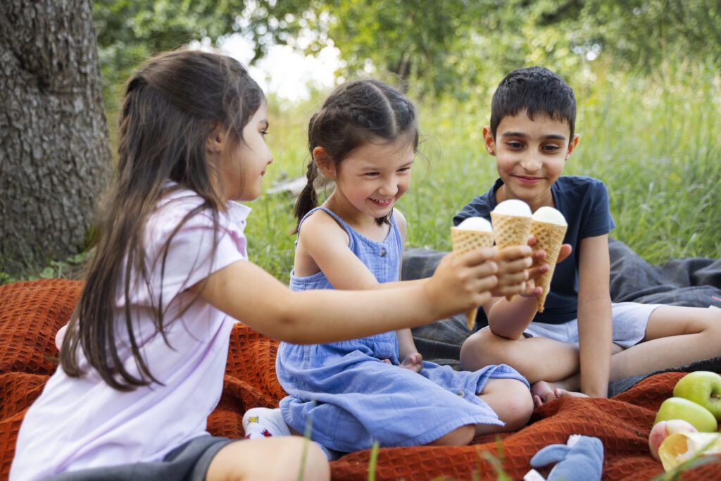 They are enjoy their ice cream party-Cyboard School