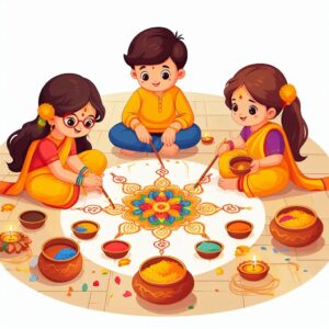 They are making rangoli for diwali celebration