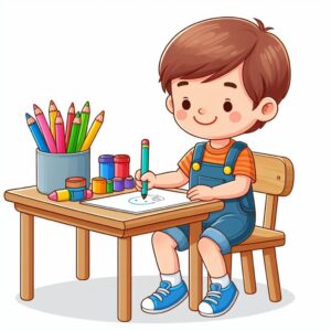 A child is drawing something on a paper-Time Management