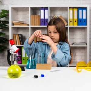 A girl is doing her science project-Student engagement