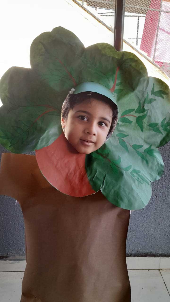 Cyboard student is ready in tree attire