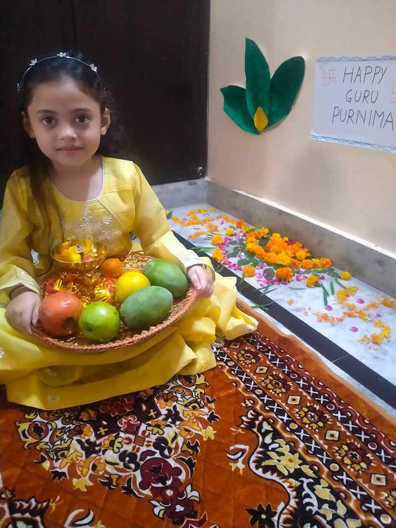 Student of Cyboard School prepare a pooja thali for school activities