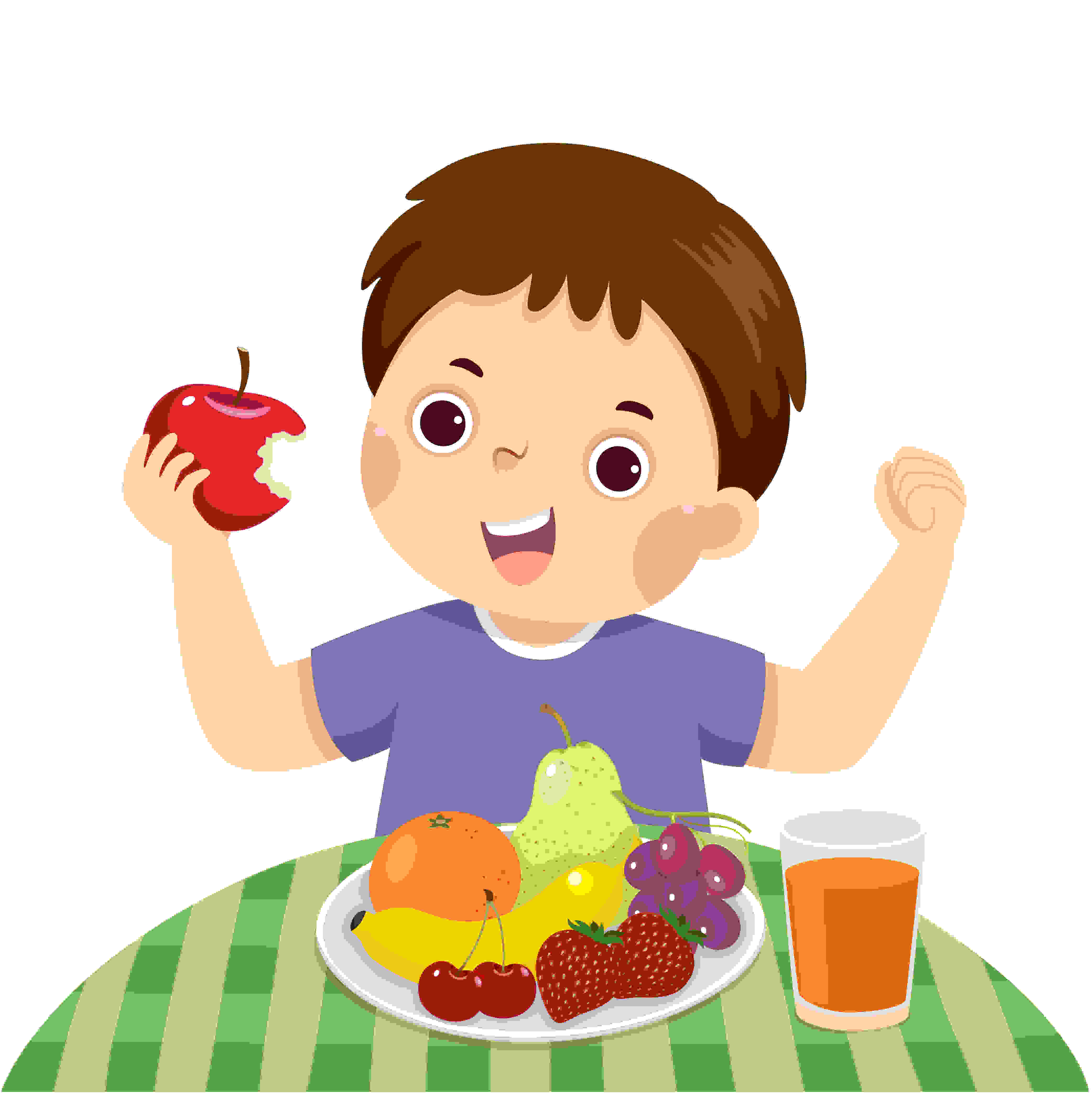 A child is eating an apple - New Year’s Resolutions for Kids