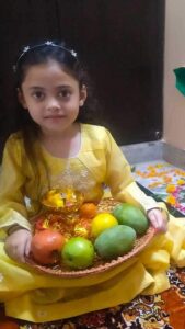 Student of Cyboard School prepare a pooja thali for school activities