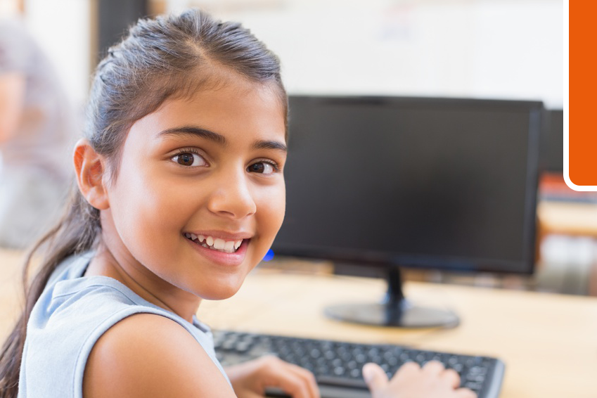 Kid working on computer