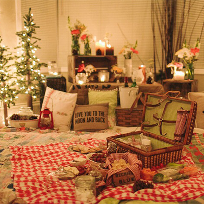 Indoor picnic setup