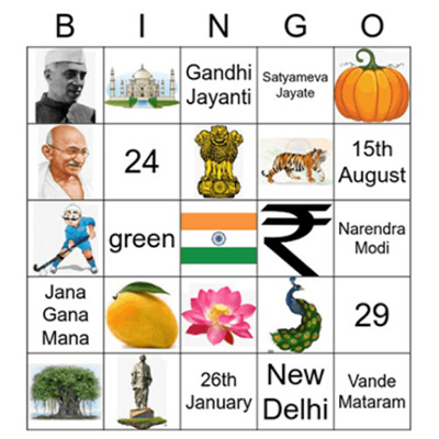 Republic Day quiz and bingo game for kids, Indian history learning