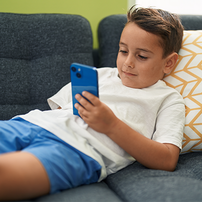 A kid using smartphone