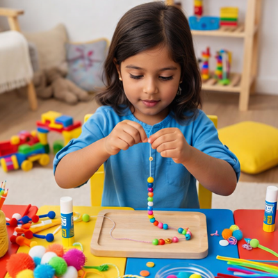 Preschooler developing fine motor and creative skills with hands-on activity