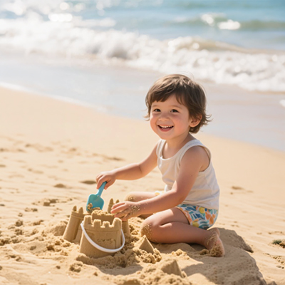 Children learning through sand play and block building in play-based learning