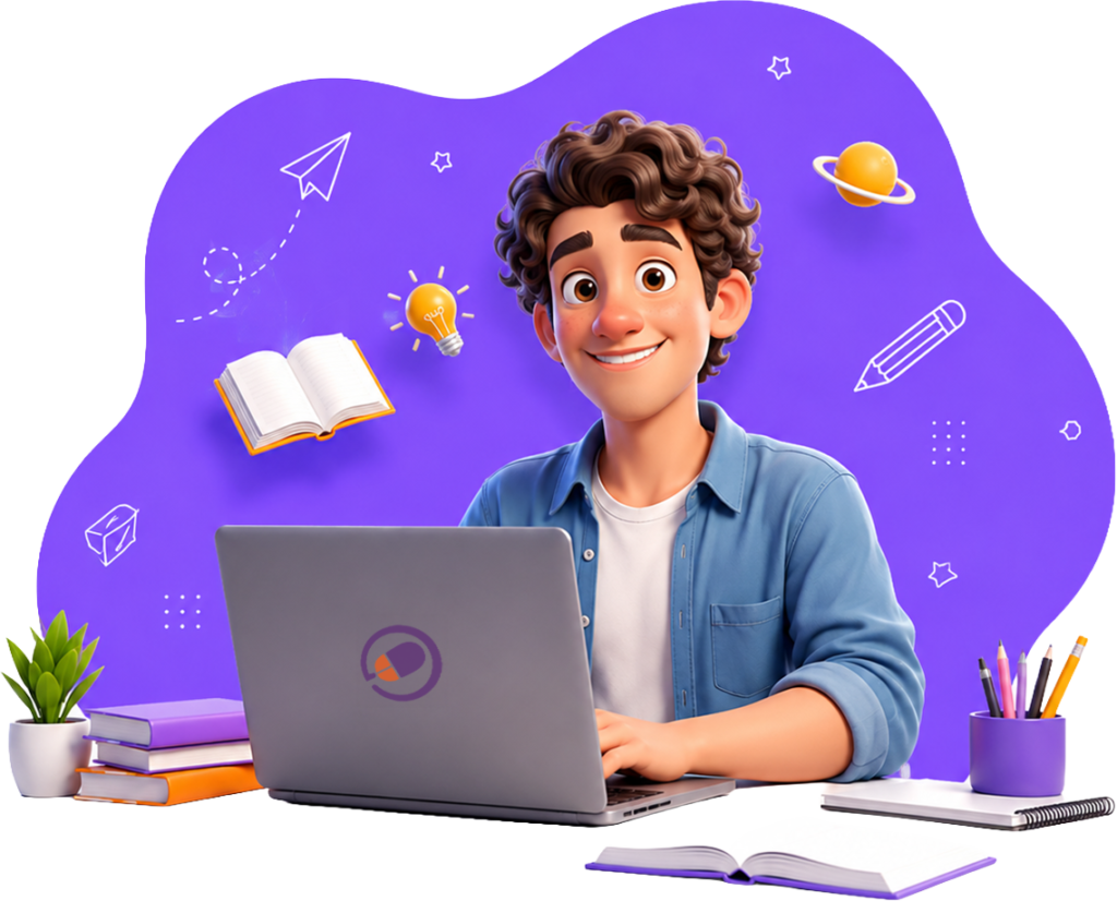 Student attending live online classes on a laptop at an online school in Mumbai