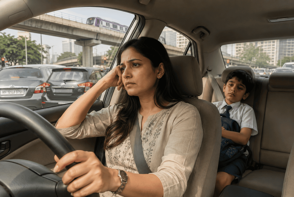 Pune parent stuck in school traffic while dropping child to school