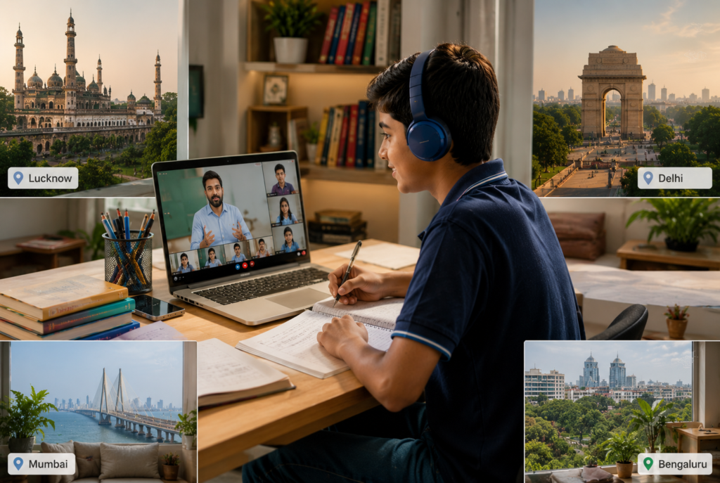 Teacher interacting with students in a small live online class providing personalized attention and CBSE-aligned learning