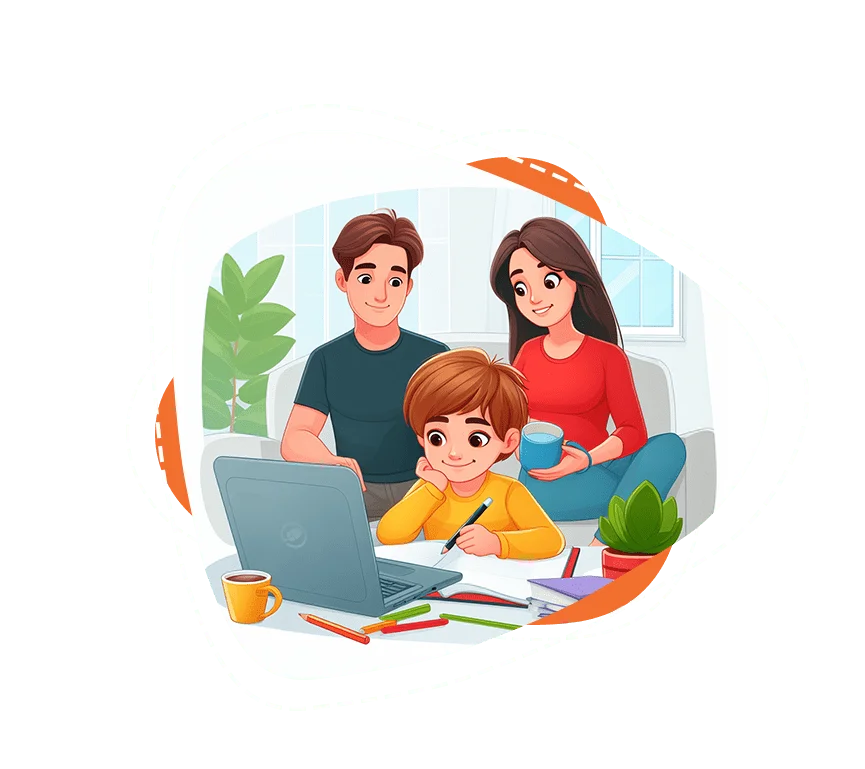He is doing online studies with the help of his parents